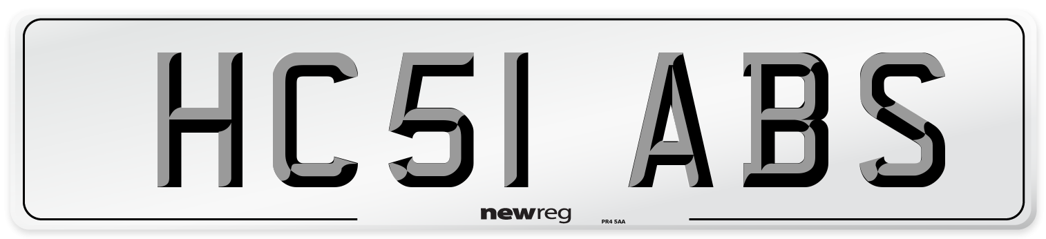 HC51 ABS Number Plate from New Reg